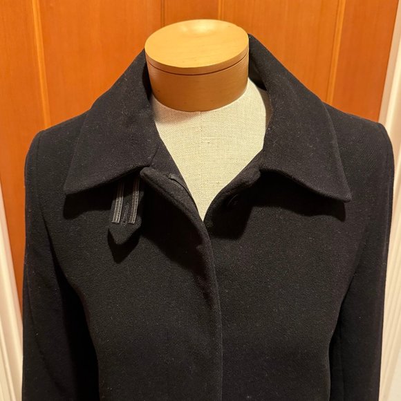 Cole Haan Black cashmere & wool blend Coat Classic Tailored Style - Picture 12 of 15